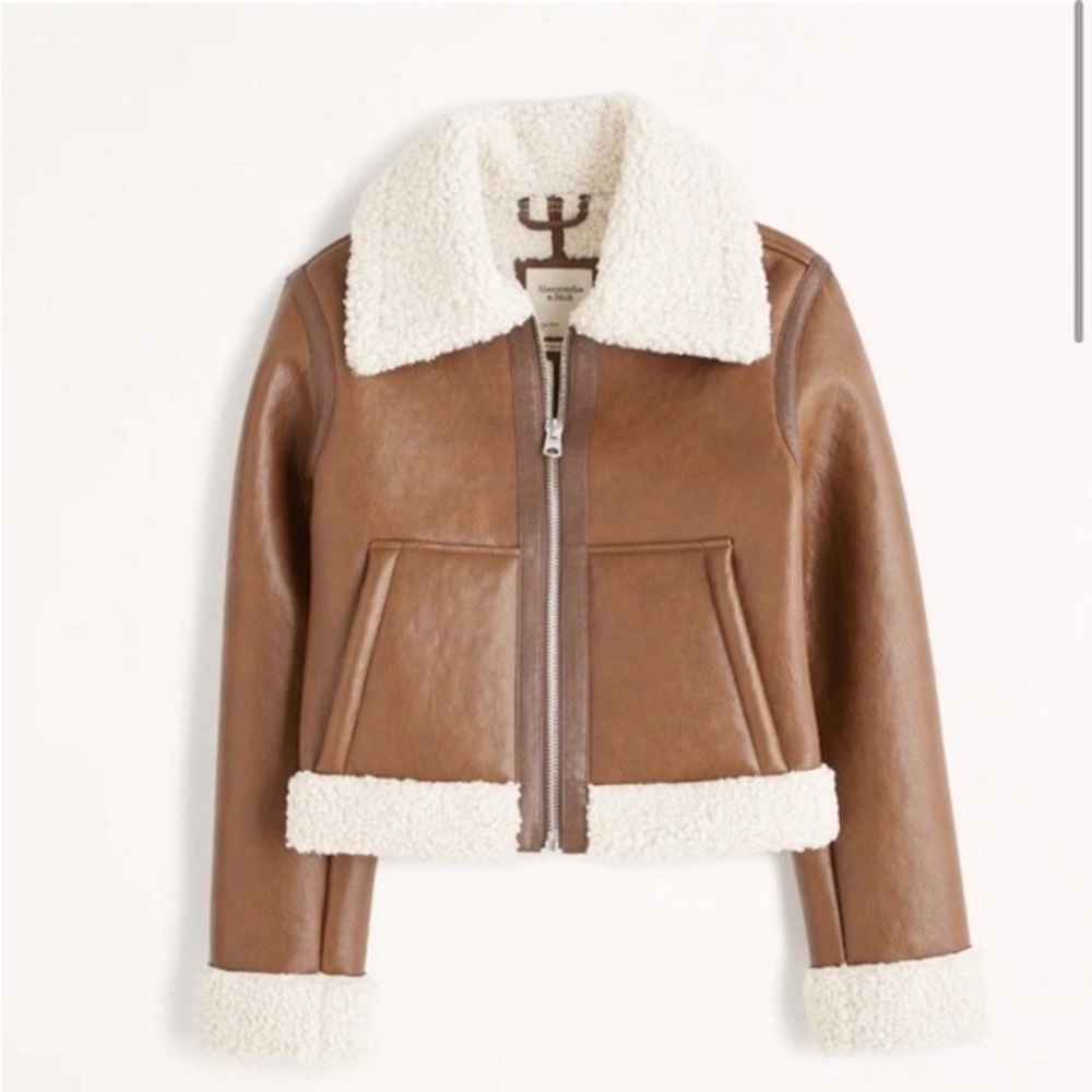 Sherpa-Lined Vegan Leather Shearling Jacket